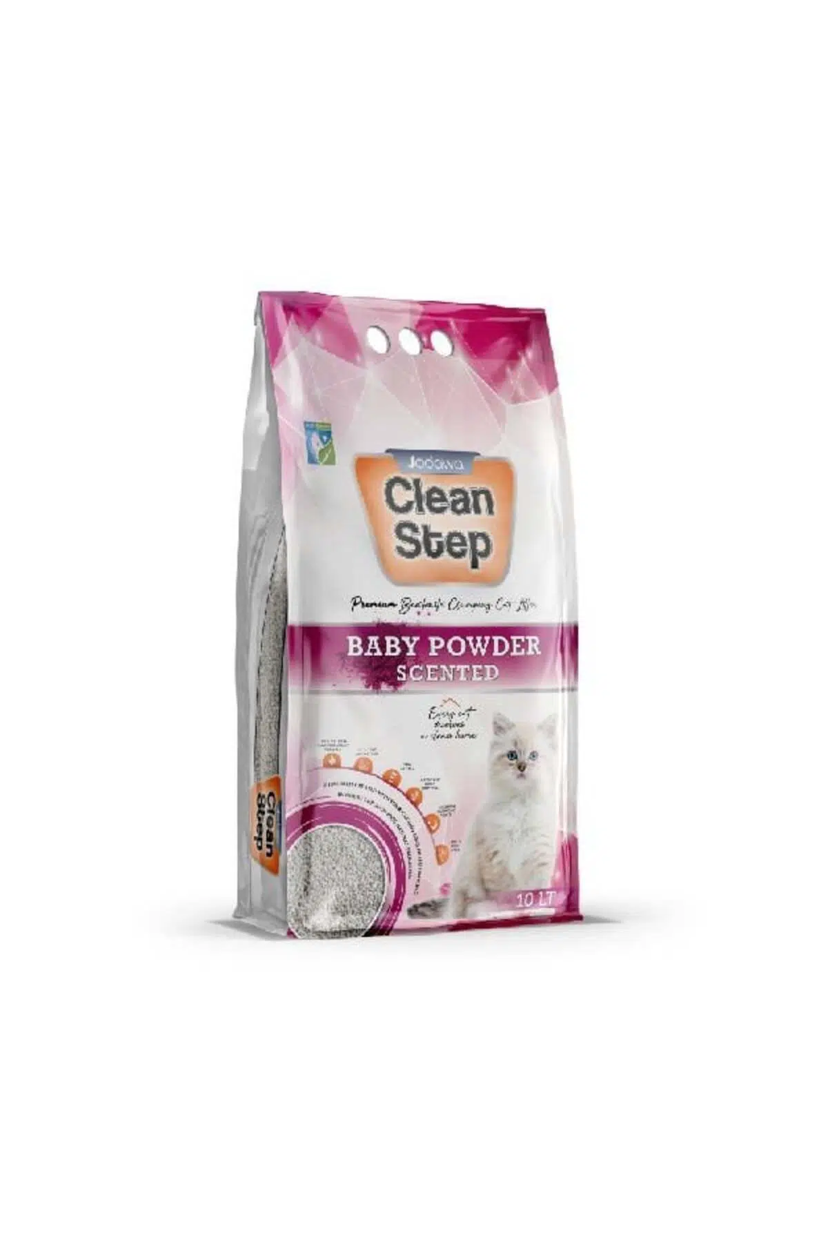 Clean Step Aktif Karbonlu Bebek Pudralı I?nce Taneli Topaklanan Bentonit Kedi Kumu 5 Lt