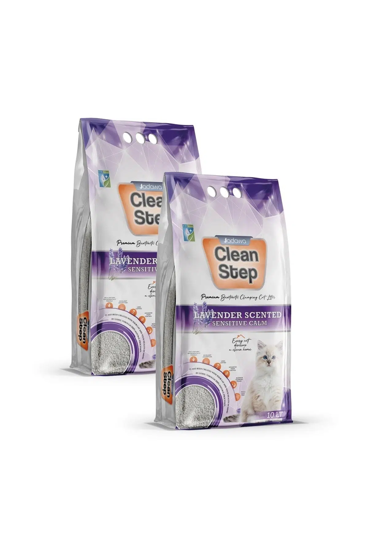 Clean Step Lavanta Kokulu Topaklanan Ince Tane Bentonit Kedi Kumu 10 Lt* 2 Adet