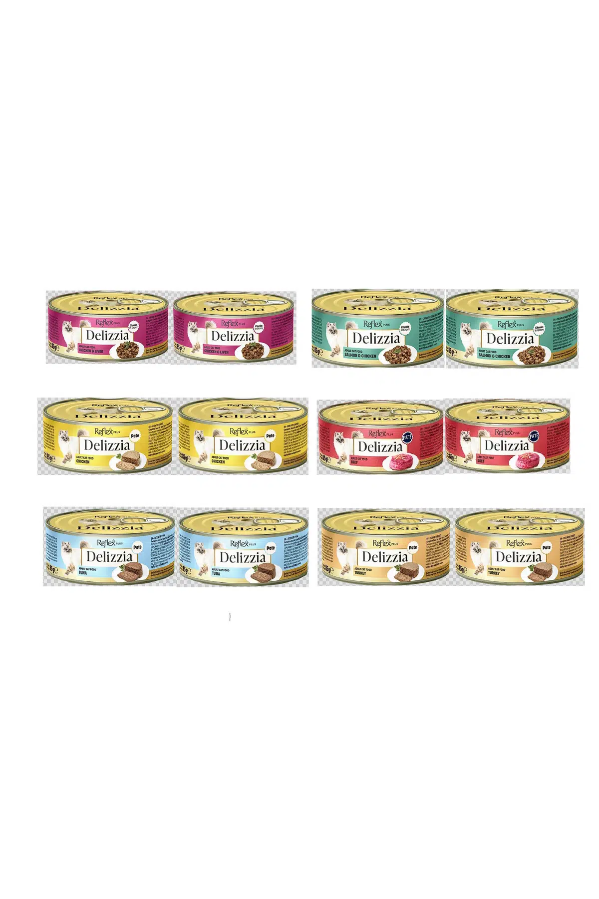 Delizzia Karışık 12x80 gr Konserve Kedi Maması