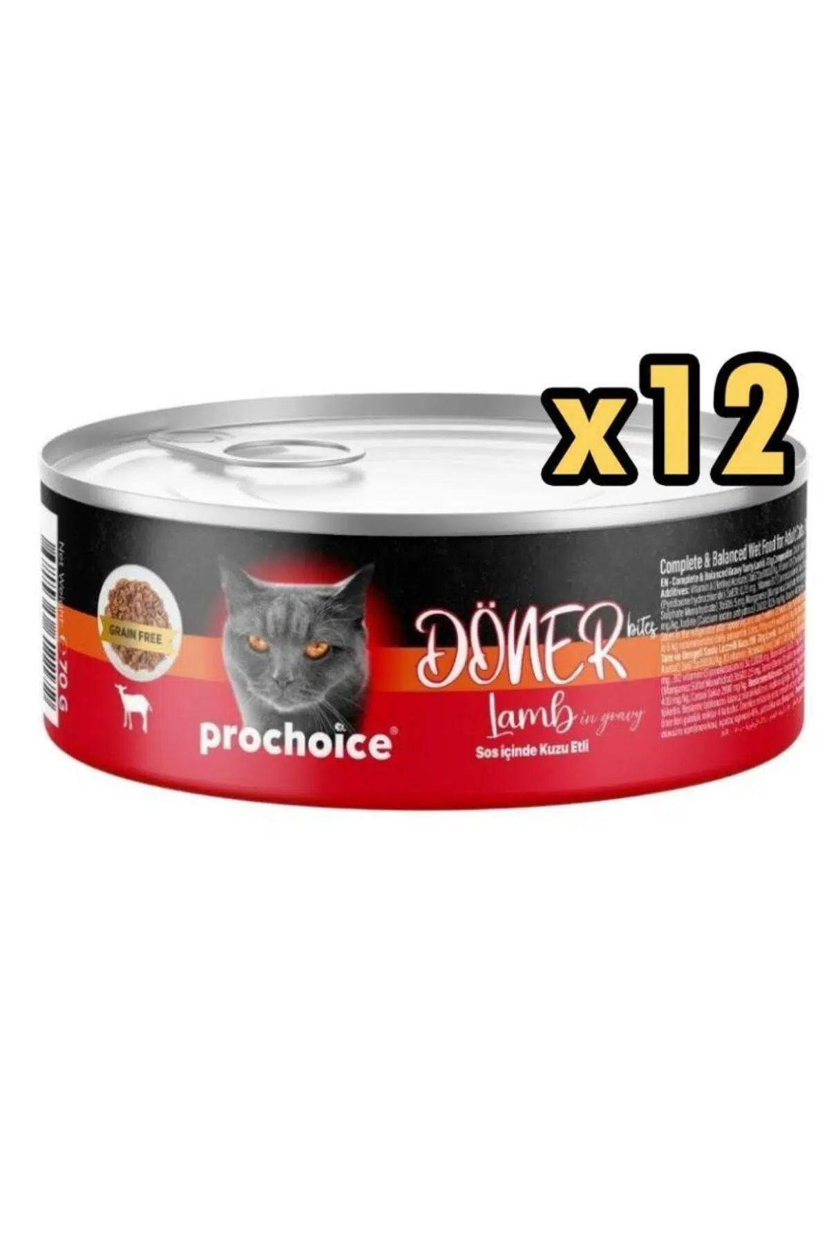 Döner Bites Kuzulu Yetişkin Kedi Konservesi 70 GR x 12 Adet