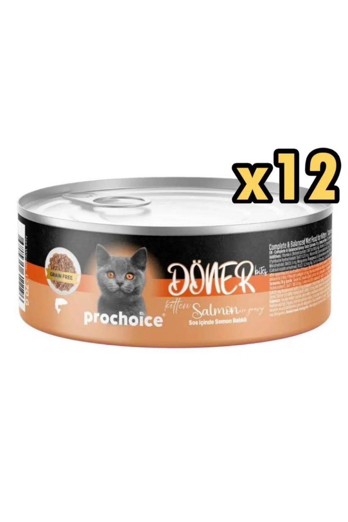 Döner Bites Somonlu Yavru Kedi Konservesi 70 GR x 12 Adet