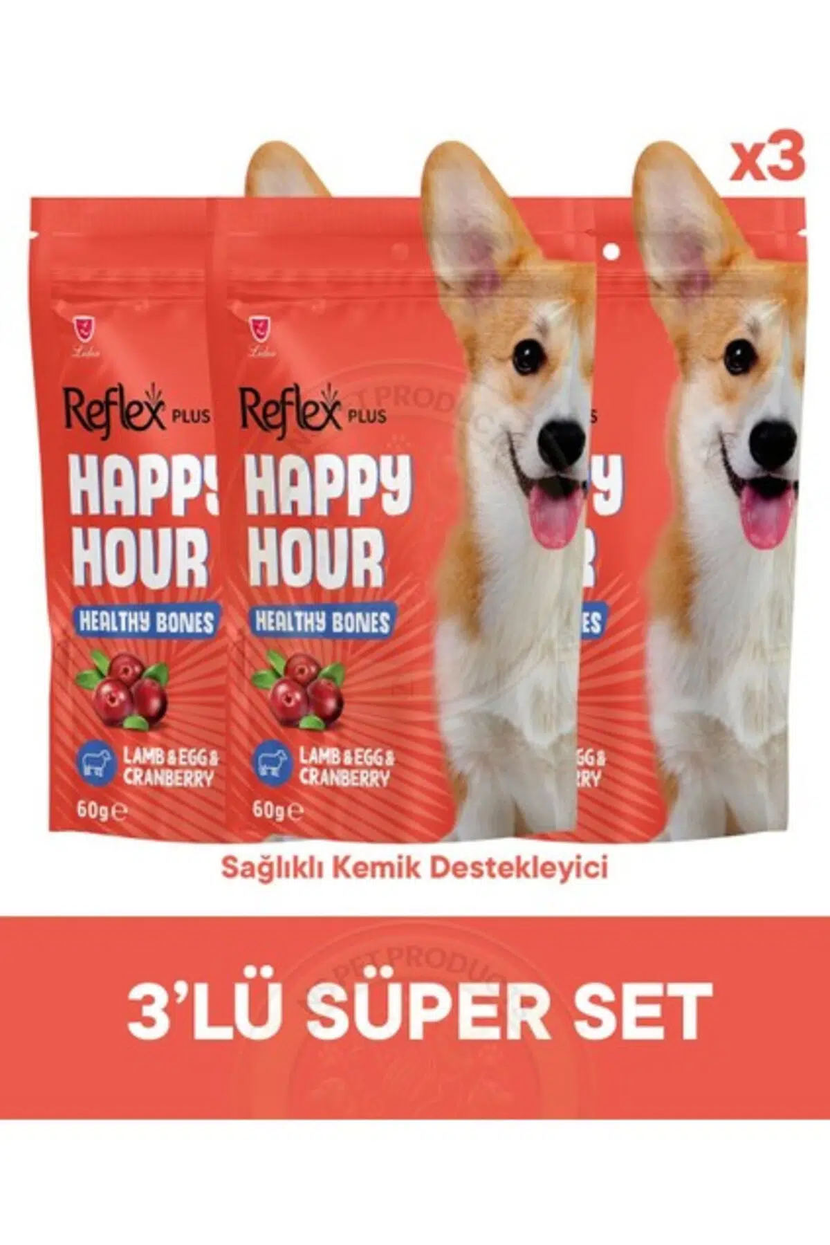 Happy Hour Healthy Bones - Kemikler Için Destekleyici Köpek Ödül Maması 3lü Fırsat 3X60GR