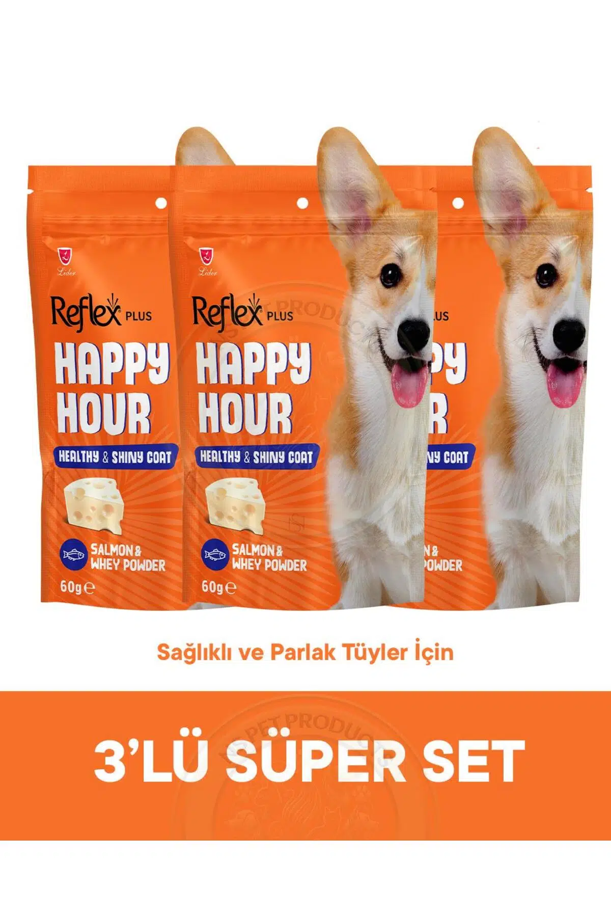 Happy Hour Healthy & Shiny Coat Parlak Tüyler için Destekleyici Köpek Ödül Maması 3lü Fırsat