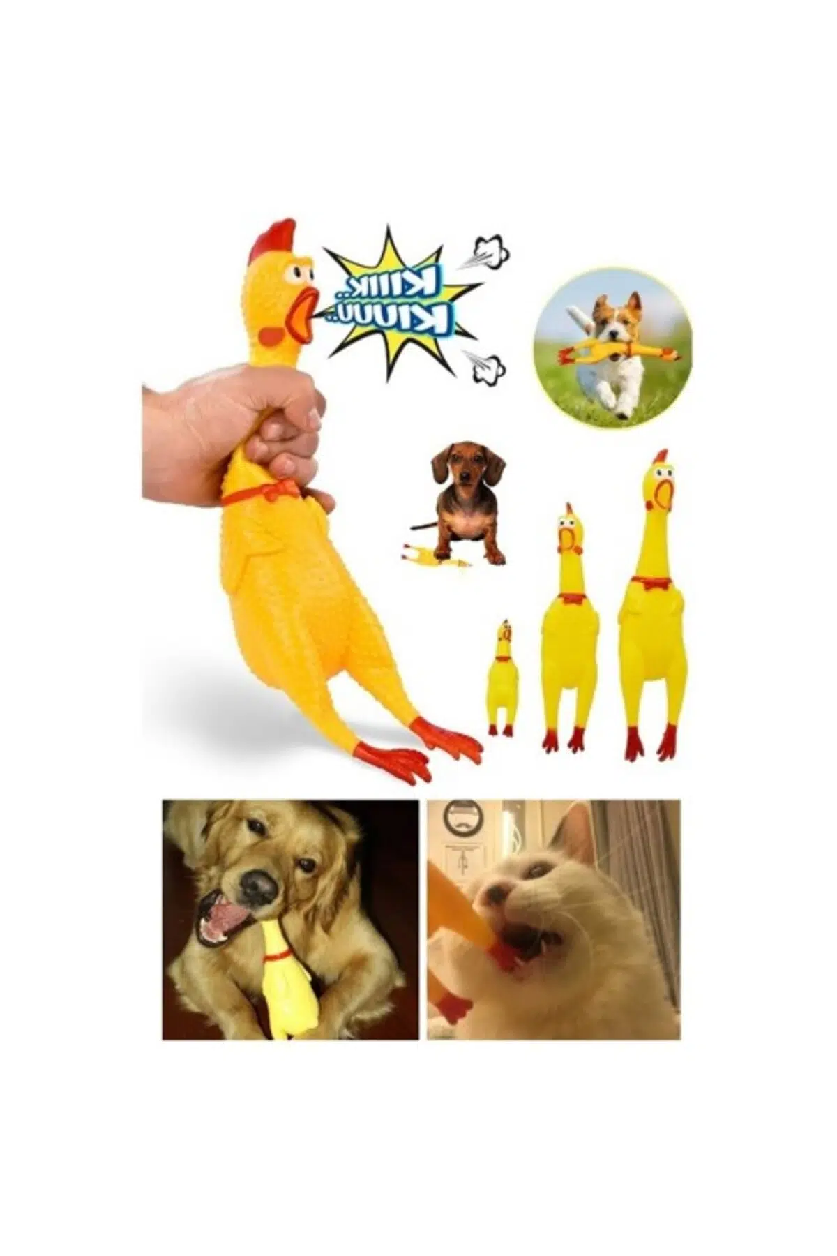 Öten Horoz Ses Çıkaran Tavuk Kedi Köpek Oyuncak - Evcil Dostlarınız İçin 38 cm Sesli Oyuncağınız!