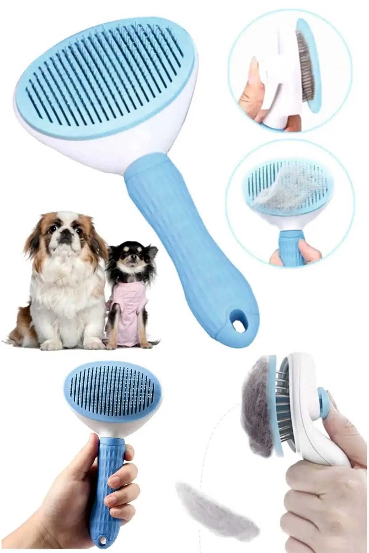 Pet Tarağı Otomatik Temizlenen Tuşlu Evcil Hayvan Fırçası Kedi Köpek Tüy Toplayıcı Tarak