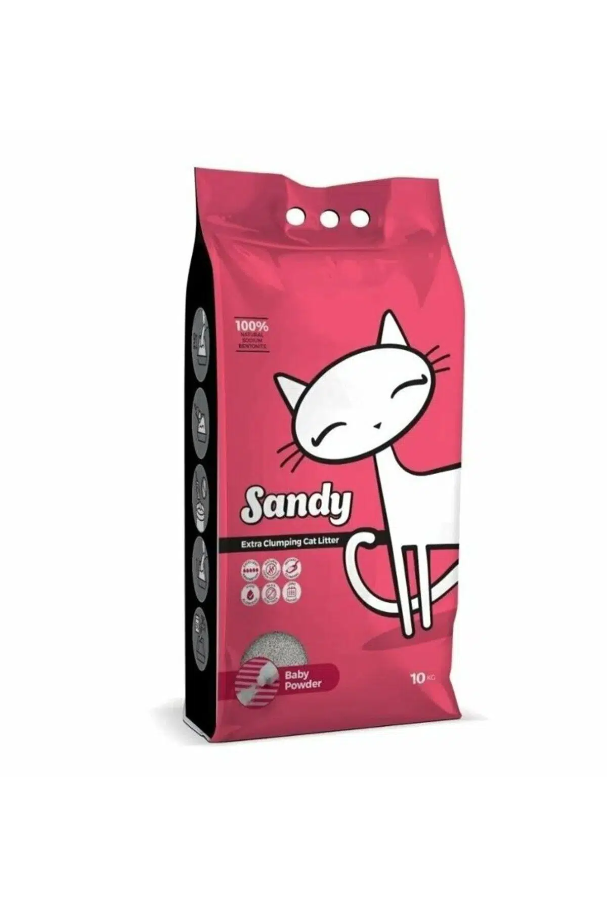 Sandy Bebek Pudralı Tozsuz Topaklanan Sodyum Bentonit Gri Kedi Kumu 10kg